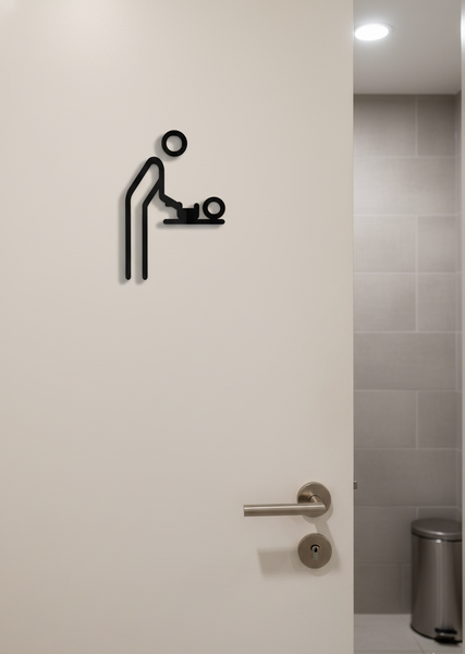 Modern WC sign, baby care symbol. Minimalist design, acrylic
