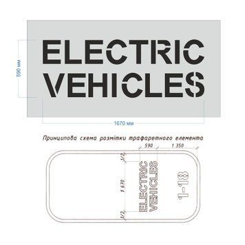 Трафарет для розмітки паркомісць &laquo;ELECTRIC VEHICLES&raquo; &ndash; для електромобілів та електричного транспорту. Гнучкий, багаторазовий 2025-0114п фото