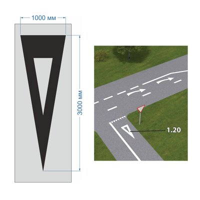 Трафарет "Поперечна розмітка" для нанесення розмітки 1.20, для доріг та вулиць, території об'єктів сервісу, 3000х1000мм
