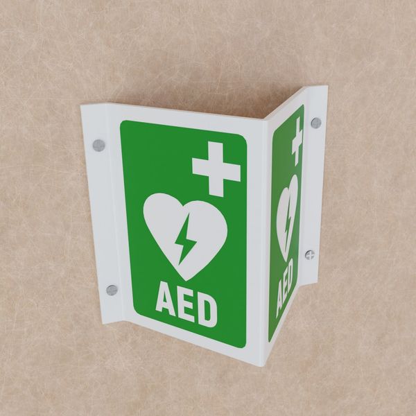 Пластиковий покажчик, вказівник зі знаком безпеки AED (символ E010 Автоматичний зовнішній дефібрилятор) 2023-0011 фото