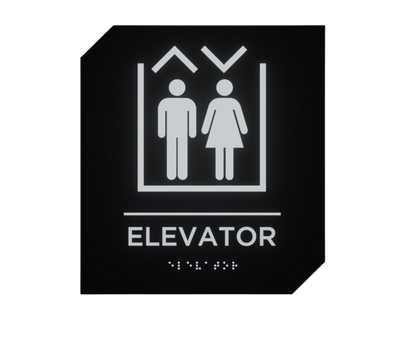 Інформаційна табличка "Ліфт" зі шрифтом Брайля, дизайн "ROUTE", алюмінієвий композит+акрил 2023-00092 фото