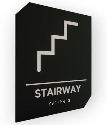 Інформаційна табличка піктограма "Сходи" зі шрифтом Брайля, дизайн "ROUTE", алюмінієвий композит+акрил 2023-00093 фото