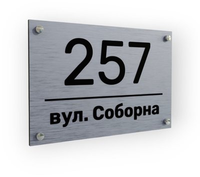 Алюминиевая адресная табличка с номером дома и дистанционным креплением 2024-0037 фото