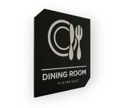 Інформаційна табличка на двері "Їдальня" зі шрифтом Брайля, дизайн "ROUTE", алюмінієвий композит, мат+акрил 2023-00114 фото