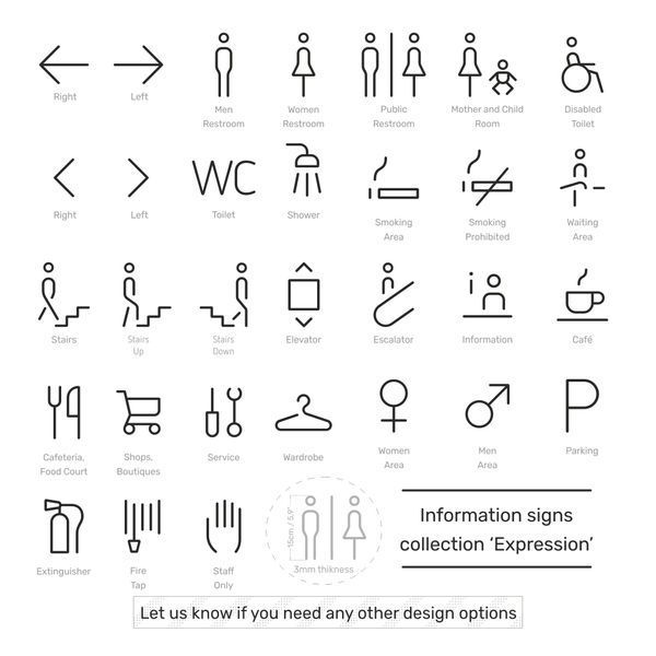 Sign, symbol, pictogram "Wardrobe" (hanger) made of acrylic for navigation