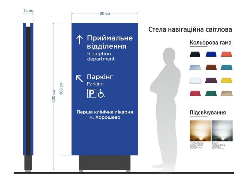 Инклюзивная навигационная стелла указатель со светодиодной подсветкой для медицинского учреждения и других пространств 2024-0035з фото