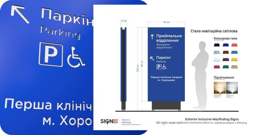 Инклюзивная навигационная стелла указатель со светодиодной подсветкой для медицинского учреждения и других пространств 2024-0035з фото