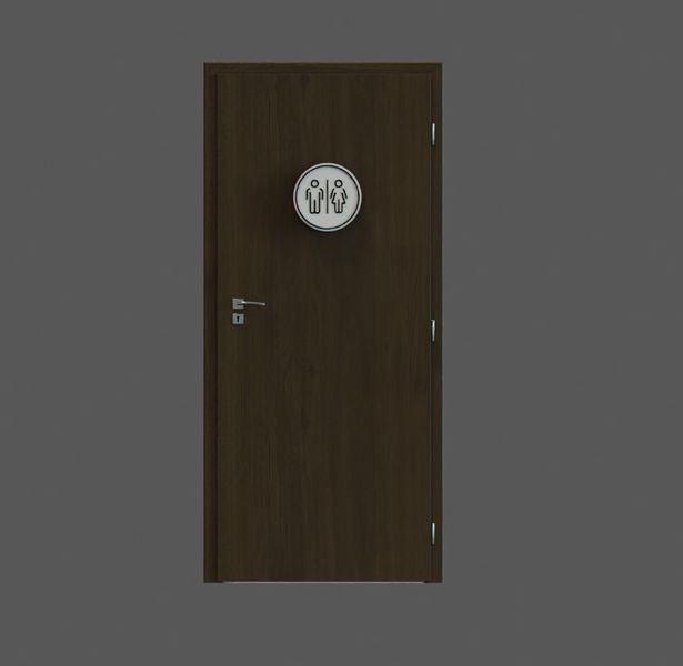 Круглый 3д акриловый знак на дверь туалета с иконками (женщина, мужчина, инвалидная коляска) 2023-00126 фото
