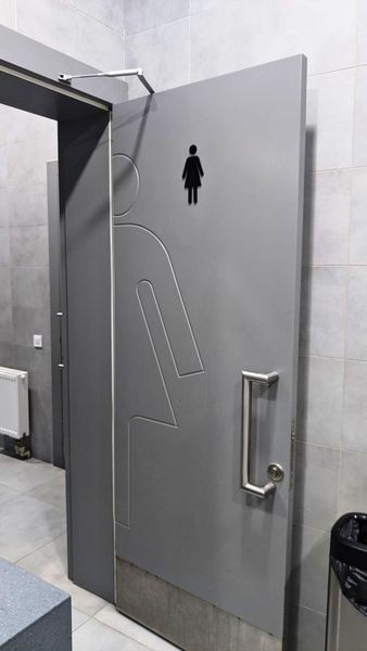 Minimal Toilet Sign - Acrylic Restroom, Salon, 3D, Toilet, Modern, Minimal, Restaurant, Hotel Door Sign - Self Adhesive